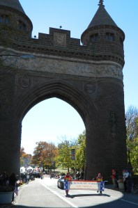 The 2012 Veterans Parade in Hartford, Conn. passes through the Soldiers and Sailors Memorial Arch.