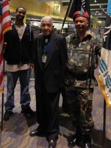 WWII veteran Ray Colebut (center) of the Masantucket Pequot Trial Nation