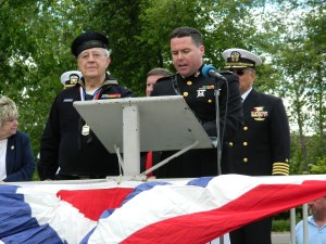 State Rep. David Alexander, a captain in the Marine Corps Reserve speaks during 2013 Enfield, CT Memorial Day Ceremony.