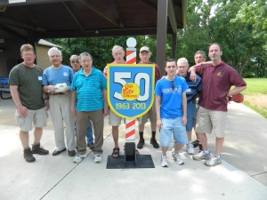 Members of the Silk City Chorus sing an impromtu rendition of "Let Me Call You Sweetheart" at Nevers Park in South Windsor CT on June 10.