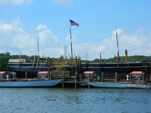 The Charles W. Morgan shown at Chubb's Wharf in Mystic Seaport Museum will be launched July 21 after a multi-year restoration project.