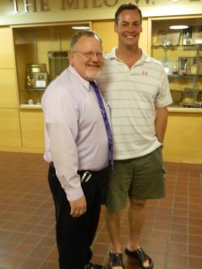 Dan Nolan, (right), a vetran of the wars in Iraq and Afghanistan, turned out to support Don Trinks citing the mayor's unwavering support of veterans.
