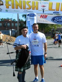 Bagpiper Pat Whelan with Dan Nolan.