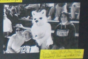 Deb with Mom/Nana, the UConn Husky dog and Candy at Memorial Stadium in Storrs, CT. 