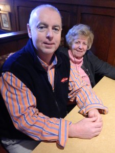 Part owner and general manager Kevin Farley stopped to chat with Ann Walsh, a favorite customer.