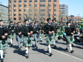 Bagpipers in kilts.