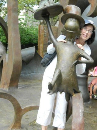 My sister Candy in the Dr. Seuss National Memorial Sculpture Garden in Springfield, MA.