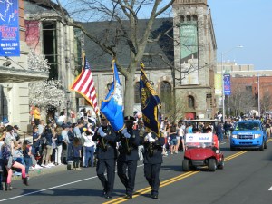 Hartford Police Color Guard leading the parade,