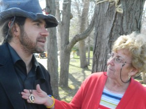 Purple Heart recipient Matt Mcdonald served two tours of duty in Iraq, shown with Ann Walsh of Windsor CT, a member of the CTHM Committee.