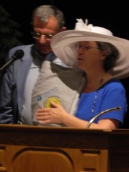 John sutherland, historian and Manchester Community College professor emeritus, was presented with a limited edition Pride in Manchester blanket