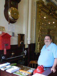Gary Pinkham mans the Fire Museum watch desk.