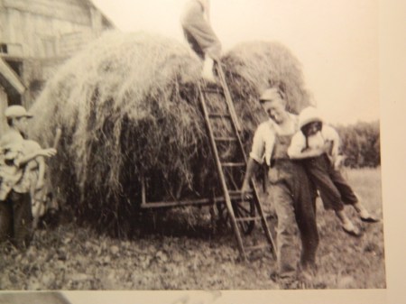 Uncle Bob gives Candy a lift following a hayride on the Bennett Family Farm in New Hampshire.