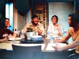 Her family enjoying Donna's chicken enchiladas.