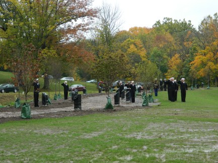 Photo by Jacqueline Bennett Preparing for the unveiling of the plagues for the CT Trees of Honor Memorial on  October 11, 2014.