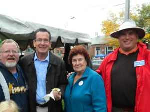 Mayor Donald Trinks, Gov. Dannel Malloy, Anita Mips and 7th district senatorial candidate John Foxx.