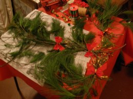 Holiday evergreen sprays made by Candy.