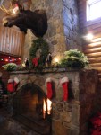 Moosehead hung above the fireplace inside the cabin at Wickham Park.