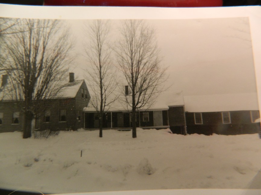 A winter scene of the Bennett Family Farm in New Hampshire - cherished memories of a dostant vista of the White Mountains and indoors, of all of us gathered around Uncle Bob and Aunt Vi's kitchen table looking through family photo albums