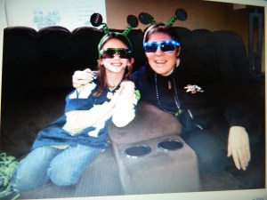 Sofia and Katie in their Seahawks gear.