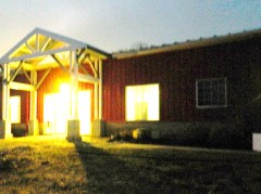 Horebarn Hill Arena at dusk.