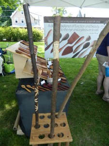 Intricately carved walking sticks.