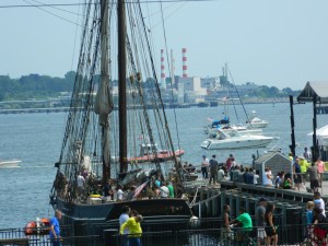a tall ship docked for tours during SailFest 2015.