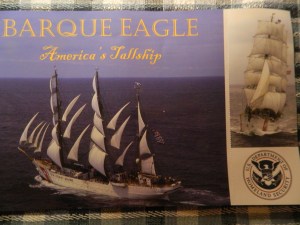 Courtesy of the USCG a view of the Barque Eagle in full sail.