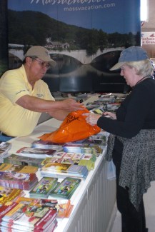 My sister Dixie collecting brochures at one of the building along the Avenue of States.
