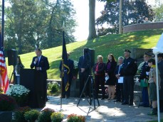 Manchester Mayor Jay Moran at the podium.