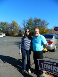 Shown with Mayor don Trinks, 18-year-old Lucy Sansone voted in her first municpal election on Tuesday.