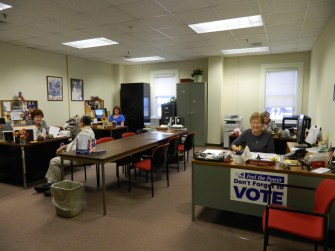 Registrars of Voters Office Windsor, CT hard at work on municipal election day 2015.