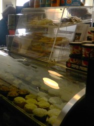 Big cupcakes in the small cafe.