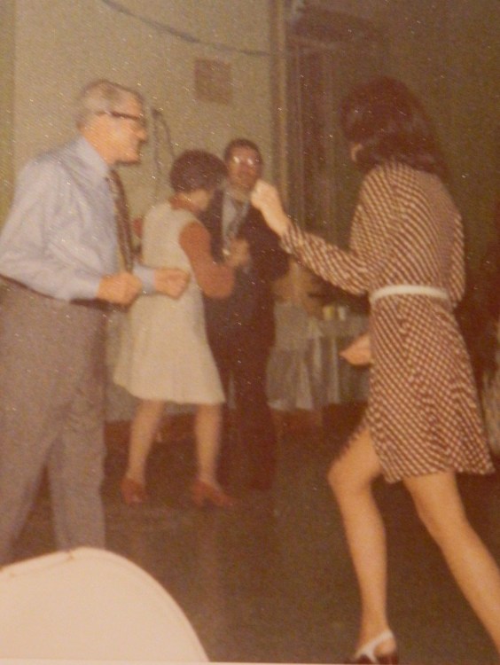 Candy in the right forefront dancing with our father - in the background our mother dancing with my brother Fred at a family event.
