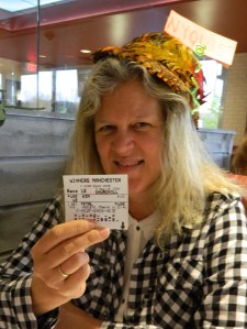Before the race Melane's displays the ticket for her mother Adelaide who made one wager on Nyquist to win. 