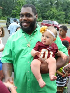 Delaney Burns was the youngest Redskins fan at Bart's Friday night. Her mother, Whitney, was originally from Maryland and is a longtime fan and her father Josh coached Baker at Windsor High School.