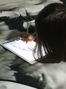 Sofia used a fine point felt marker.