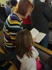 A mother and daughter join in.