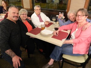 Steve Vesco thanks supporters Ann Walsh, Janet Griffin, Joyce Phillips (showing her IKO photocard) and Peggy Eberle.
